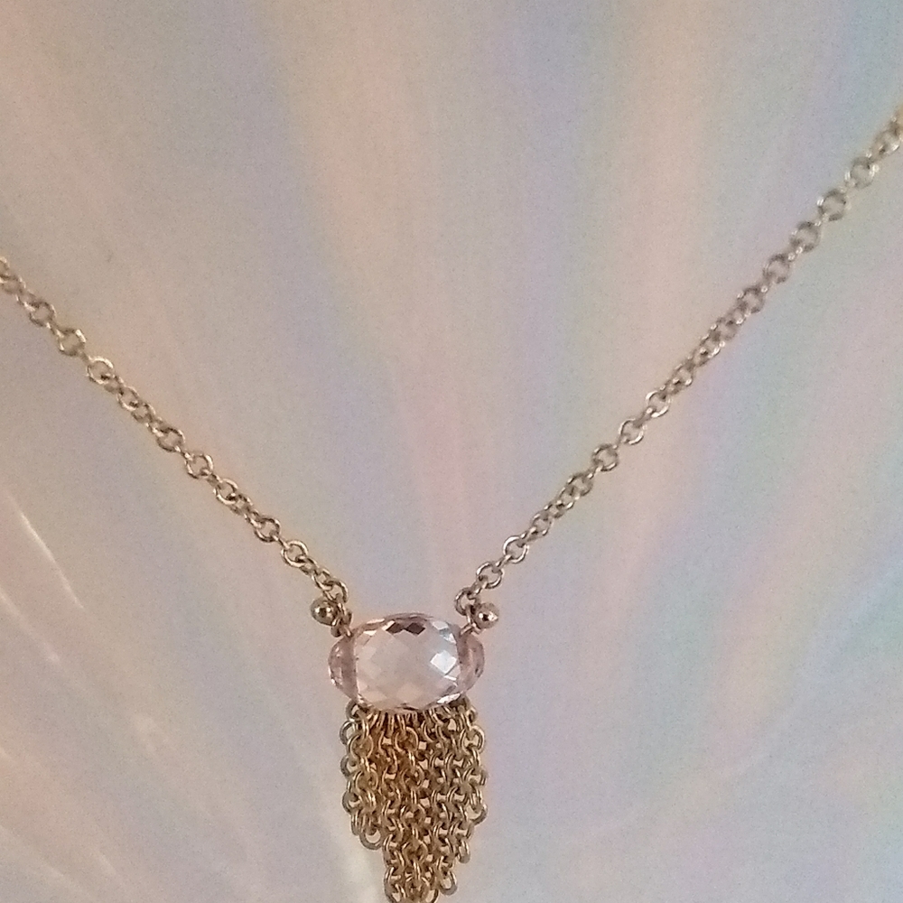 COPY - 14k gold Pink Sapphire Briolette Fringe Necklace